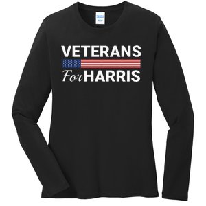 Veterans For Harris 2024 Military Vets Kamala Harris Ladies Long Sleeve Shirt