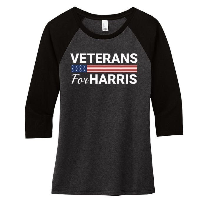 Veterans For Harris 2024 Military Vets Kamala Harris Women's Tri-Blend 3/4-Sleeve Raglan Shirt