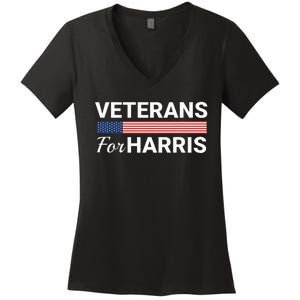 Veterans For Harris 2024 Military Vets Kamala Harris Women's V-Neck T-Shirt