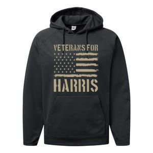 Veterans For Harris 2024 Performance Fleece Hoodie