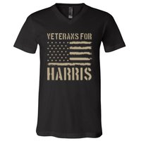 Veterans For Harris 2024 V-Neck T-Shirt