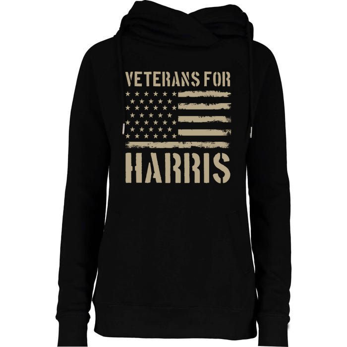 Veterans For Harris 2024 Womens Funnel Neck Pullover Hood