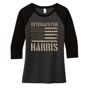 Veterans For Harris 2024 Women's Tri-Blend 3/4-Sleeve Raglan Shirt