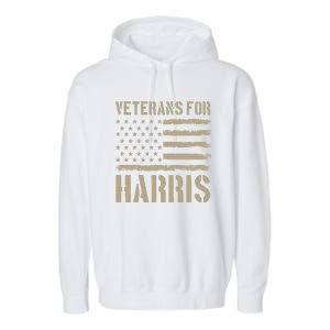 Veterans For Harris 2024 Garment-Dyed Fleece Hoodie