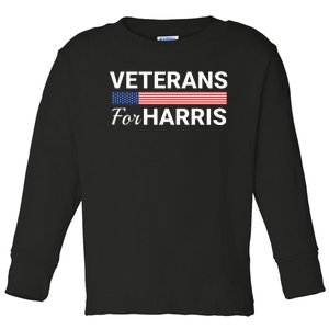 Veterans For Harris 2024 Military Vets Kamala Harris Toddler Long Sleeve Shirt