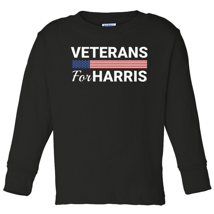 Veterans For Harris 2024 Military Vets Kamala Harris Toddler Long Sleeve Shirt