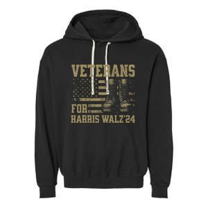 Veterans For Harris Walz Waltz 2024 Presidential Campaign Garment-Dyed Fleece Hoodie