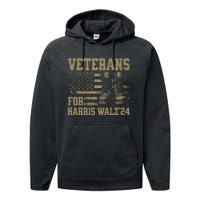 Veterans For Harris Walz Waltz 2024 Presidential Campaign Performance Fleece Hoodie