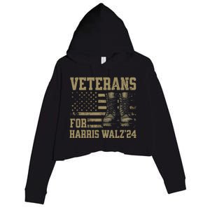 Veterans For Harris Walz Waltz 2024 Presidential Campaign Crop Fleece Hoodie