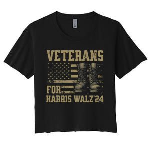 Veterans For Harris Walz Waltz 2024 Presidential Campaign Women's Crop Top Tee