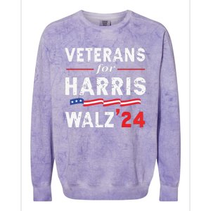 Veterans For Harris Waltz 2024 Election Vote Blue Democrat Colorblast Crewneck Sweatshirt