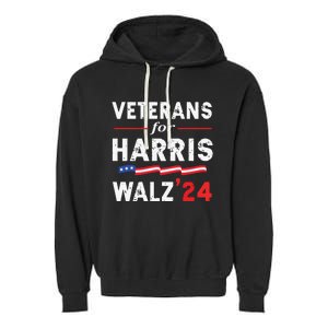 Veterans For Harris Waltz 2024 Election Vote Blue Democrat Garment-Dyed Fleece Hoodie