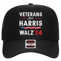 Veterans For Harris Waltz 2024 Election Vote Blue Democrat High Crown Mesh Back Trucker Hat