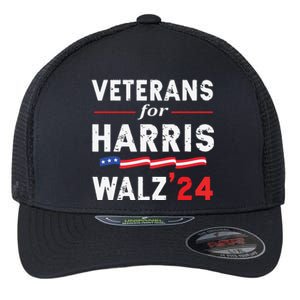 Veterans For Harris Waltz 2024 Election Vote Blue Democrat Flexfit Unipanel Trucker Cap