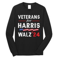 Veterans For Harris Waltz 2024 Election Vote Blue Democrat Long Sleeve Shirt