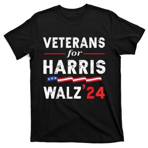 Veterans For Harris Waltz 2024 Election Vote Blue Democrat T-Shirt