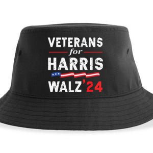 Veterans For Harris Waltz 2024 Election Vote Blue Democrat Sustainable Bucket Hat