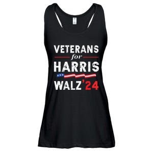 Veterans For Harris Waltz 2024 Election Vote Blue Democrat Ladies Essential Flowy Tank