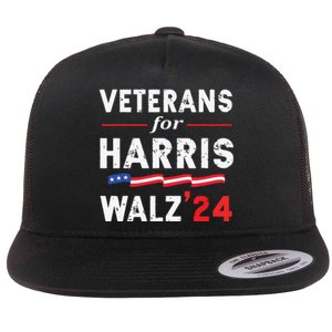 Veterans For Harris Waltz 2024 Election Vote Blue Democrat Flat Bill Trucker Hat