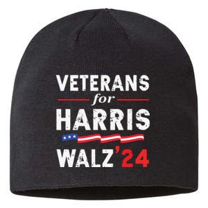 Veterans For Harris Waltz 2024 Election Vote Blue Democrat Sustainable Beanie