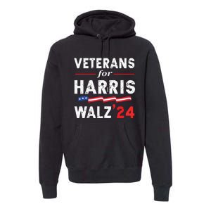 Veterans For Harris Waltz 2024 Election Vote Blue Democrat Premium Hoodie