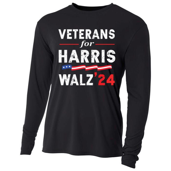 Veterans For Harris Waltz 2024 Election Vote Blue Democrat Cooling Performance Long Sleeve Crew