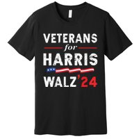 Veterans For Harris Waltz 2024 Election Vote Blue Democrat Premium T-Shirt