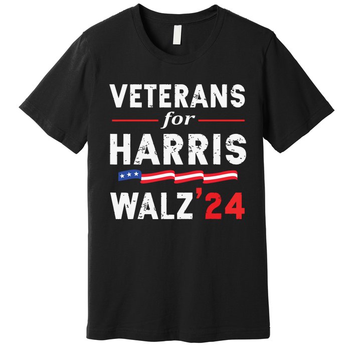 Veterans For Harris Waltz 2024 Election Vote Blue Democrat Premium T-Shirt