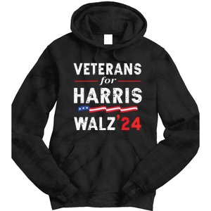 Veterans For Harris Waltz 2024 Election Vote Blue Democrat Tie Dye Hoodie