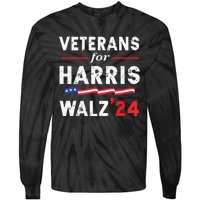 Veterans For Harris Waltz 2024 Election Vote Blue Democrat Tie-Dye Long Sleeve Shirt