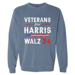 Veterans For Harris Waltz 2024 Election Vote Blue Democrat Garment-Dyed Sweatshirt