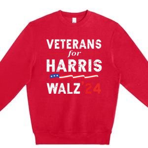 Veterans For Harris Waltz 2024 Election Vote Blue Democrat Premium Crewneck Sweatshirt