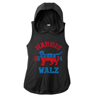 Vote For Harris Walz 2024 Election Kamala Harris Tim Waltz Ladies PosiCharge Tri-Blend Wicking Draft Hoodie Tank