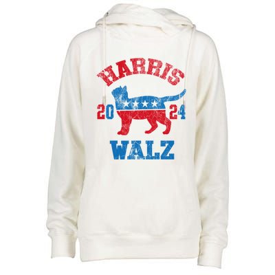 Vote For Harris Walz 2024 Election Kamala Harris Tim Waltz Womens Funnel Neck Pullover Hood