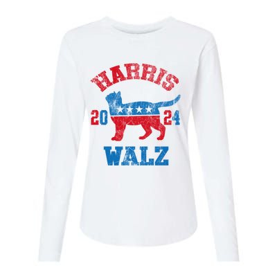 Vote For Harris Walz 2024 Election Kamala Harris Tim Waltz Womens Cotton Relaxed Long Sleeve T-Shirt