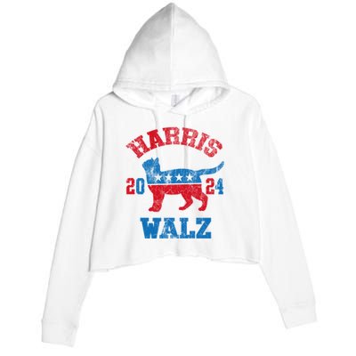 Vote For Harris Walz 2024 Election Kamala Harris Tim Waltz Crop Fleece Hoodie