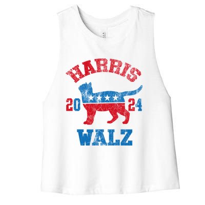 Vote For Harris Walz 2024 Election Kamala Harris Tim Waltz Women's Racerback Cropped Tank