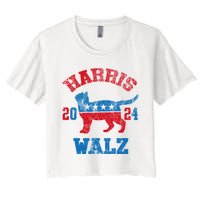 Vote For Harris Walz 2024 Election Kamala Harris Tim Waltz Women's Crop Top Tee