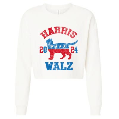 Vote For Harris Walz 2024 Election Kamala Harris Tim Waltz Cropped Pullover Crew