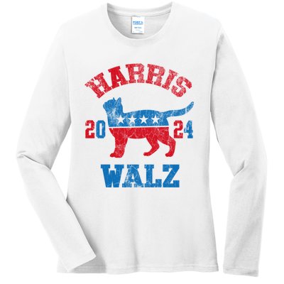 Vote For Harris Walz 2024 Election Kamala Harris Tim Waltz Ladies Long Sleeve Shirt