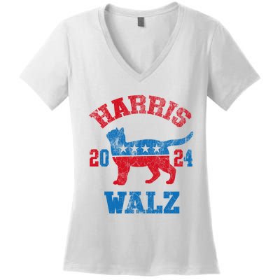 Vote For Harris Walz 2024 Election Kamala Harris Tim Waltz Women's V-Neck T-Shirt