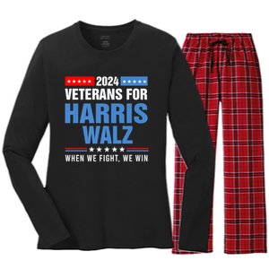 Veterans For Harris Walz 2024 Presidential Campaign Women's Long Sleeve Flannel Pajama Set 