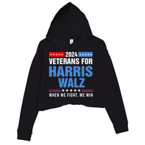 Veterans For Harris Walz 2024 Presidential Campaign Crop Fleece Hoodie