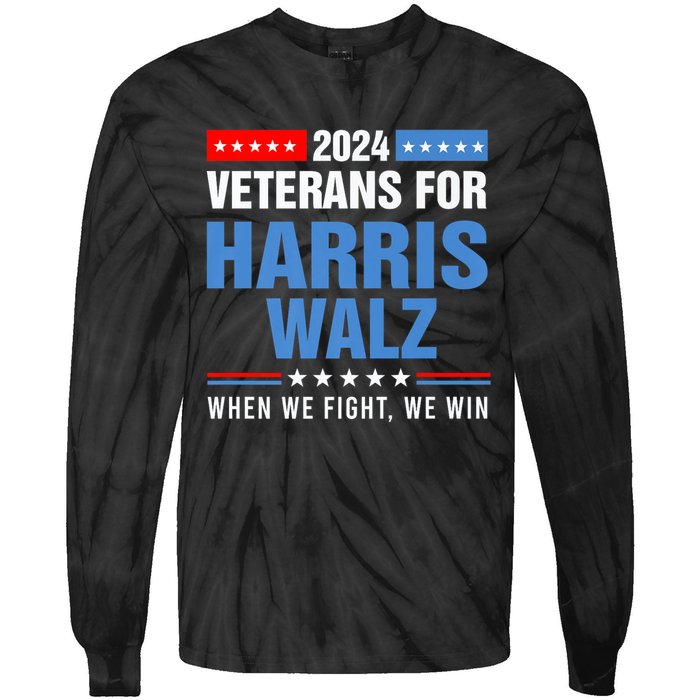 Veterans For Harris Walz 2024 Presidential Campaign Tie-Dye Long Sleeve Shirt