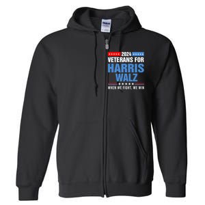 Veterans For Harris Walz 2024 Presidential Campaign Full Zip Hoodie