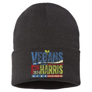 Vegans For Harris Waltz Walz 2024 Vegan For Kamala 2024 Sustainable Knit Beanie