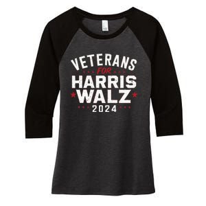 Veterans For Harris Waltz 2024 Women's Tri-Blend 3/4-Sleeve Raglan Shirt