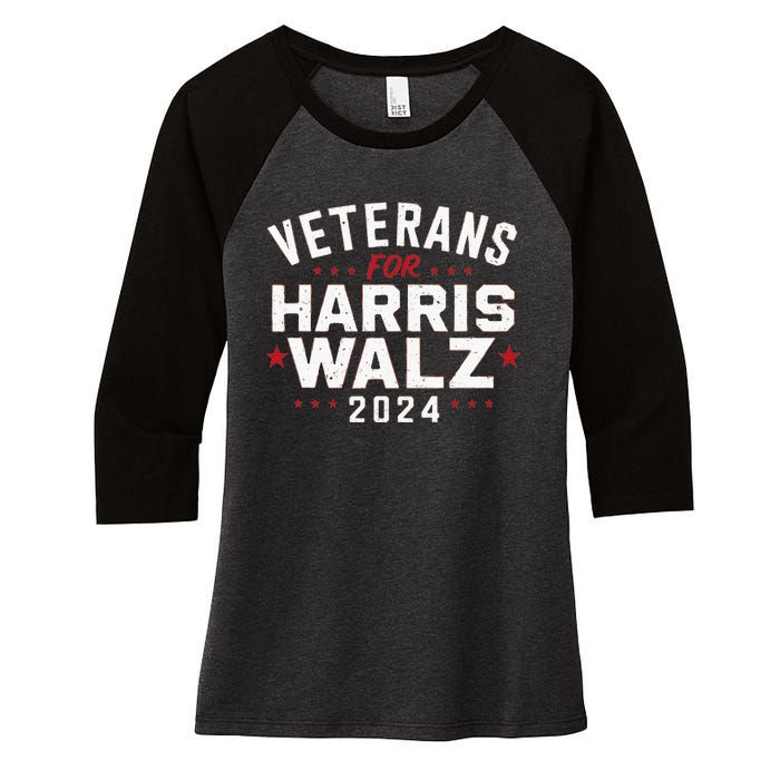 Veterans For Harris Waltz 2024 Women's Tri-Blend 3/4-Sleeve Raglan Shirt