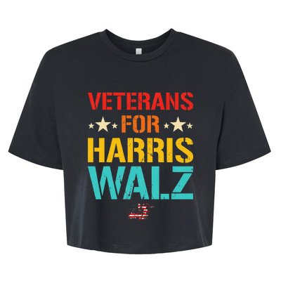 Veteran For Harris Walz Waltz Usa Flag Bella+Canvas Jersey Crop Tee