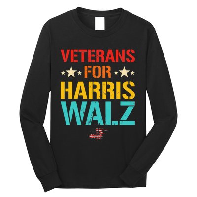 Veteran For Harris Walz Waltz Usa Flag Long Sleeve Shirt